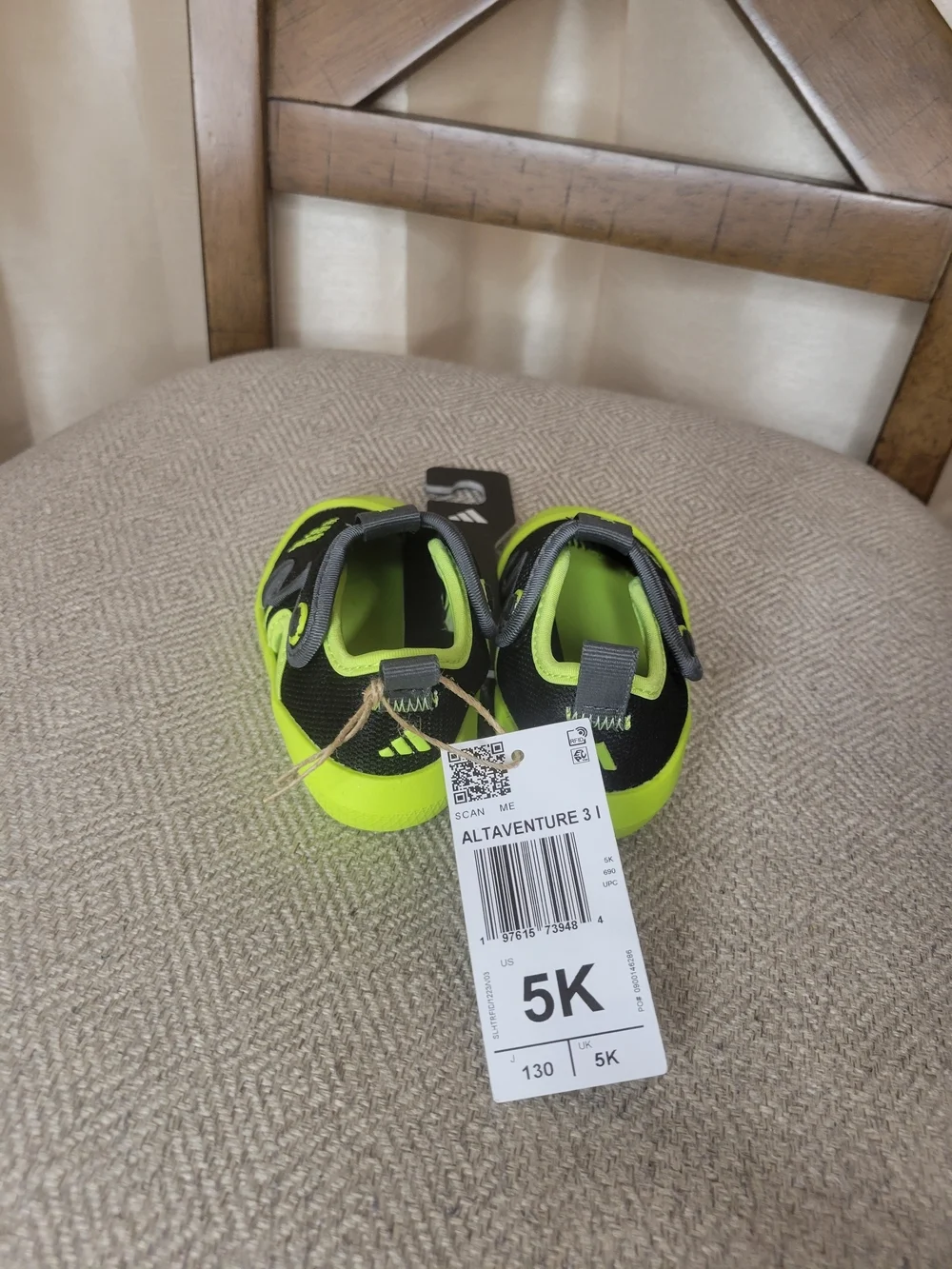 ADIDAS Neon Green and Black  Toddler Water Shoes